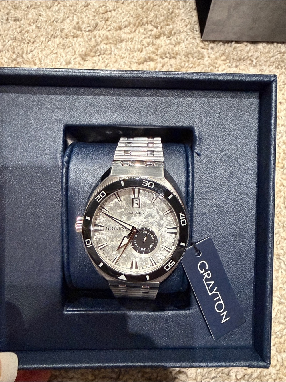 Grayton Men’s Silver Stainless Steel Watch with Textured Silver Dial